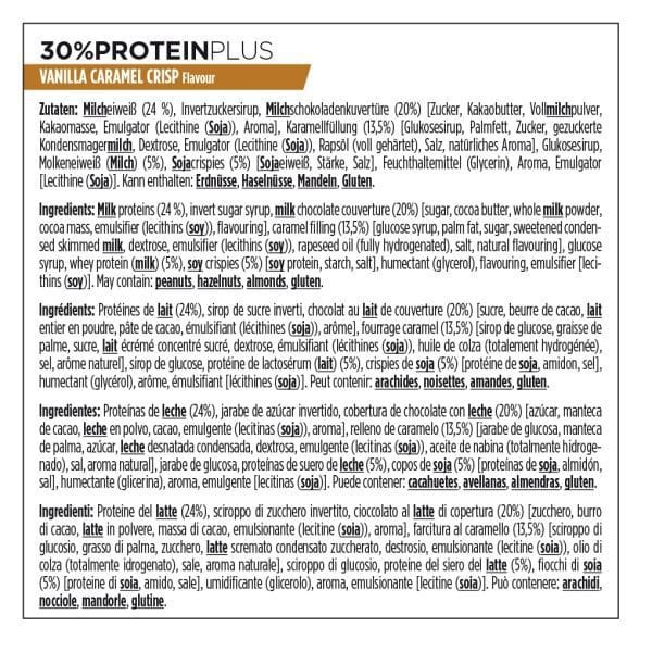 y6ingredientes 30proteinplus vanillacaramelcrisp